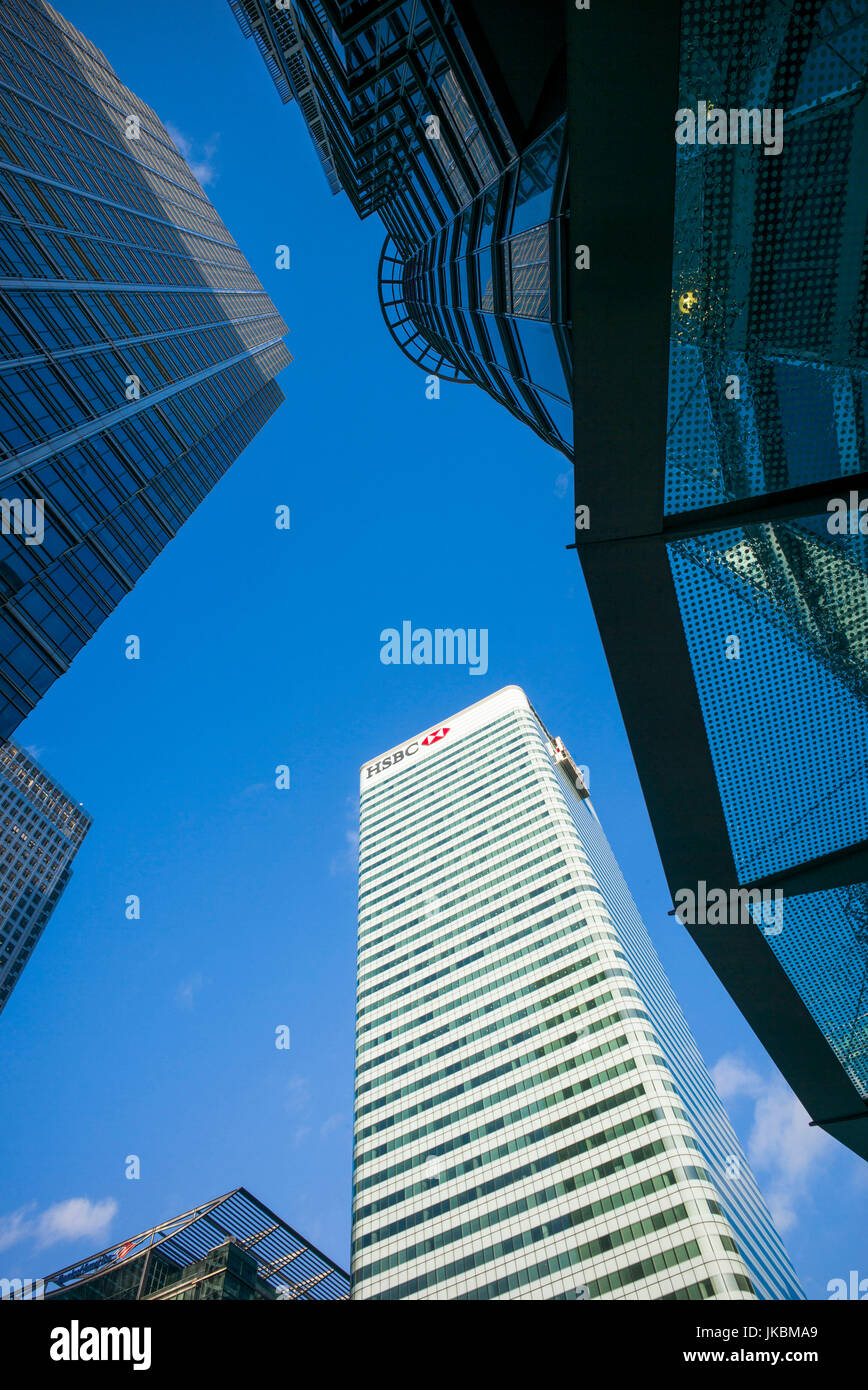 L'Angleterre, Londres, Docklands, Canary Wharf gratte-ciel, édifice de la banque HSBC Banque D'Images
