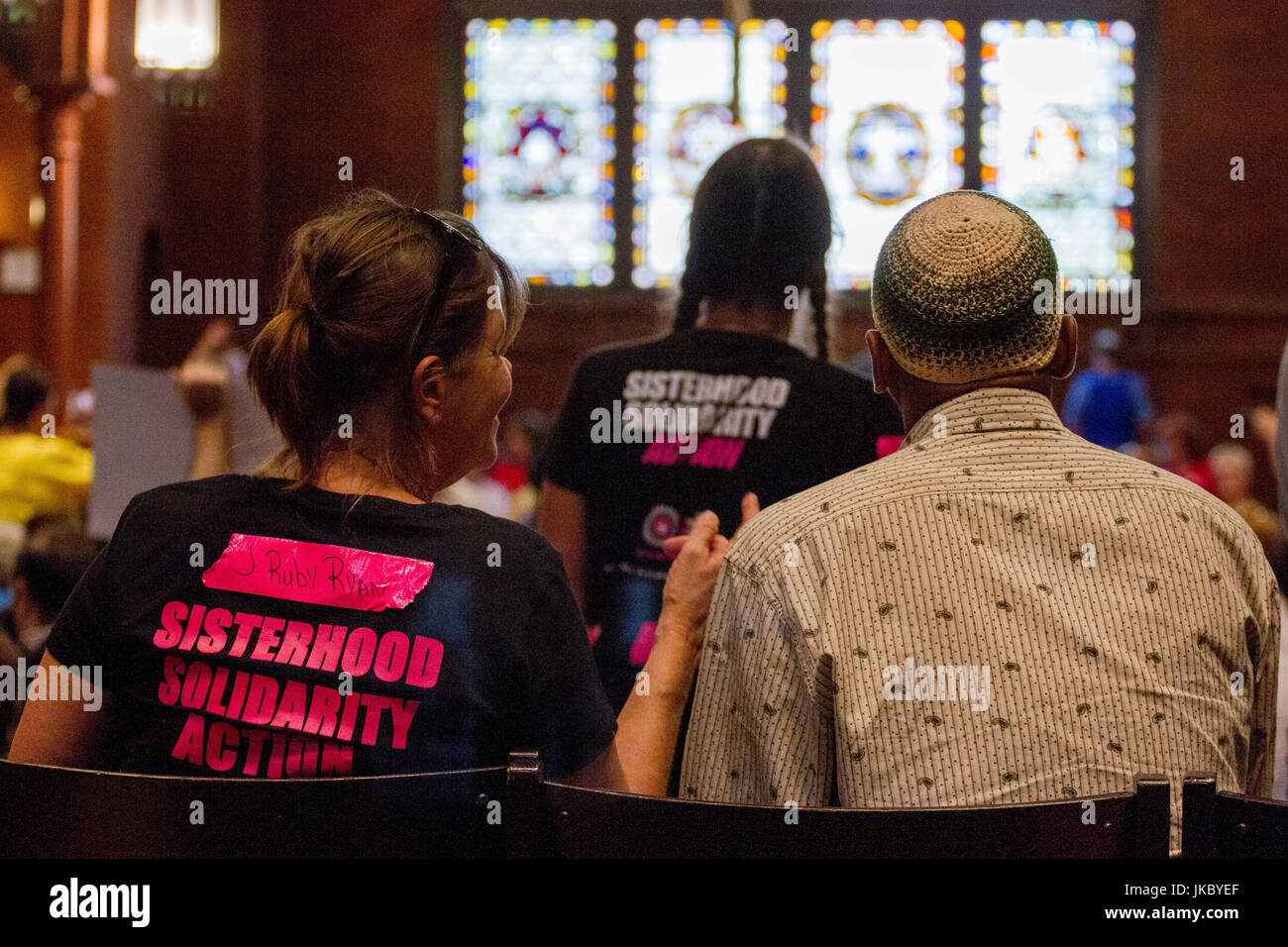 Les manifestants se rassemblent à l'Église Saint Marc près de la capitale américaine de Washington, D.C., avant de "tuer le projet de loi' manifestations contre les tentatives GOP Banque D'Images