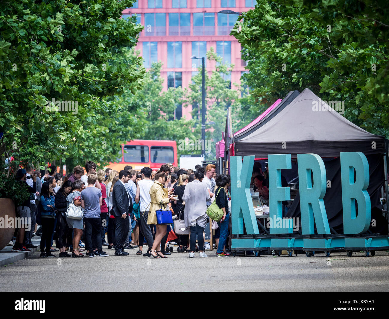 La bordure de la street food market dans le développement de Kings Cross dans le centre de Londres, UK Banque D'Images