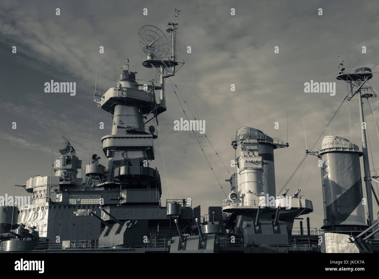 USA, North Carolina, Wilmington, cuirassé USS North Carolina, BB-55, la fin de l'après-midi Banque D'Images