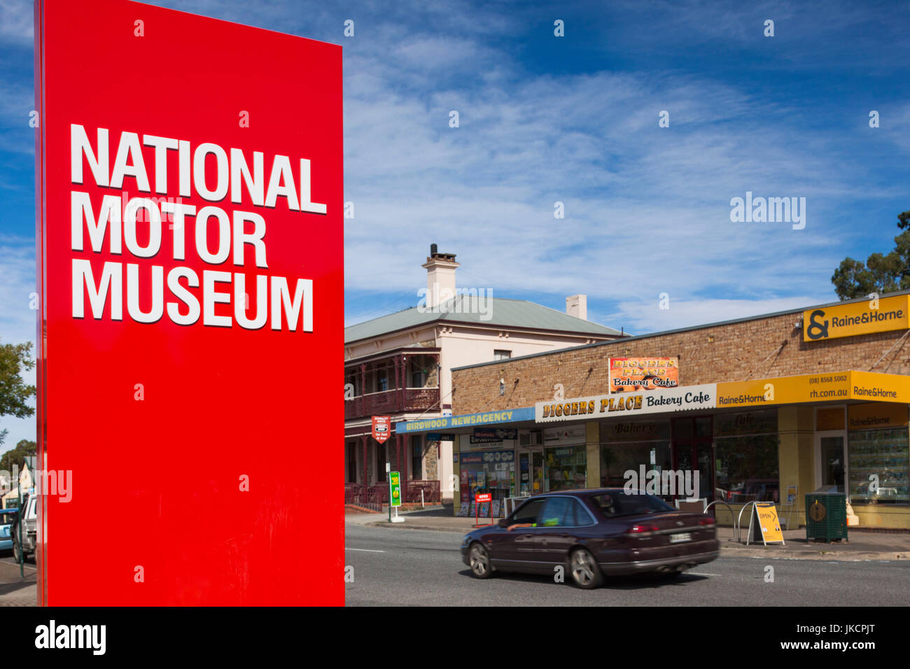 L'Australie, l'Australie, Adelaide Hills, Birdwood, National Motor Museum, sign Banque D'Images