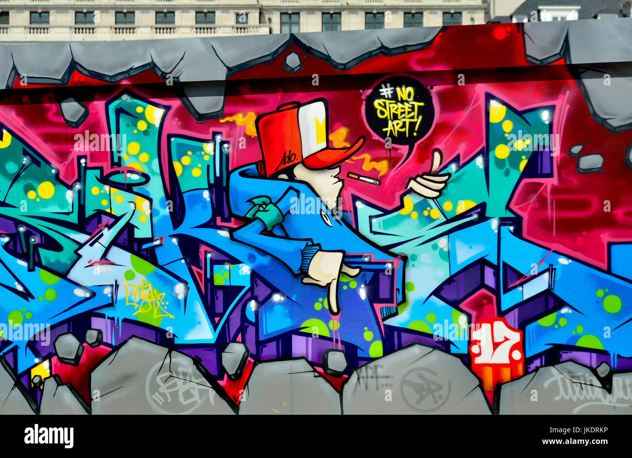 Bruxelles, Belgique. Rue Baron Horta galerie en plein air - une partie de la Le Mur de Bruxelles. Banque D'Images