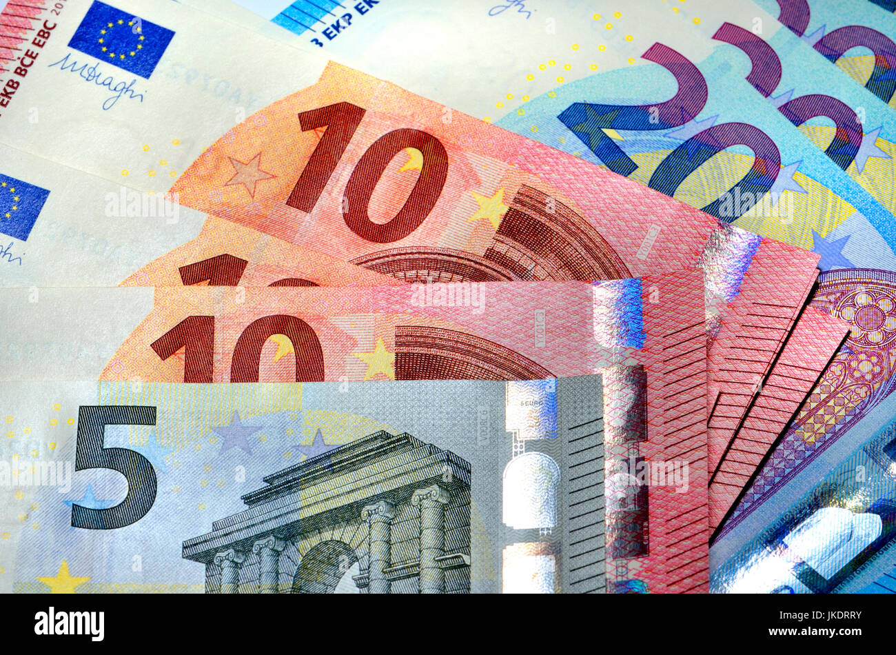 5, 10 et 20 Euro Note Banque D'Images