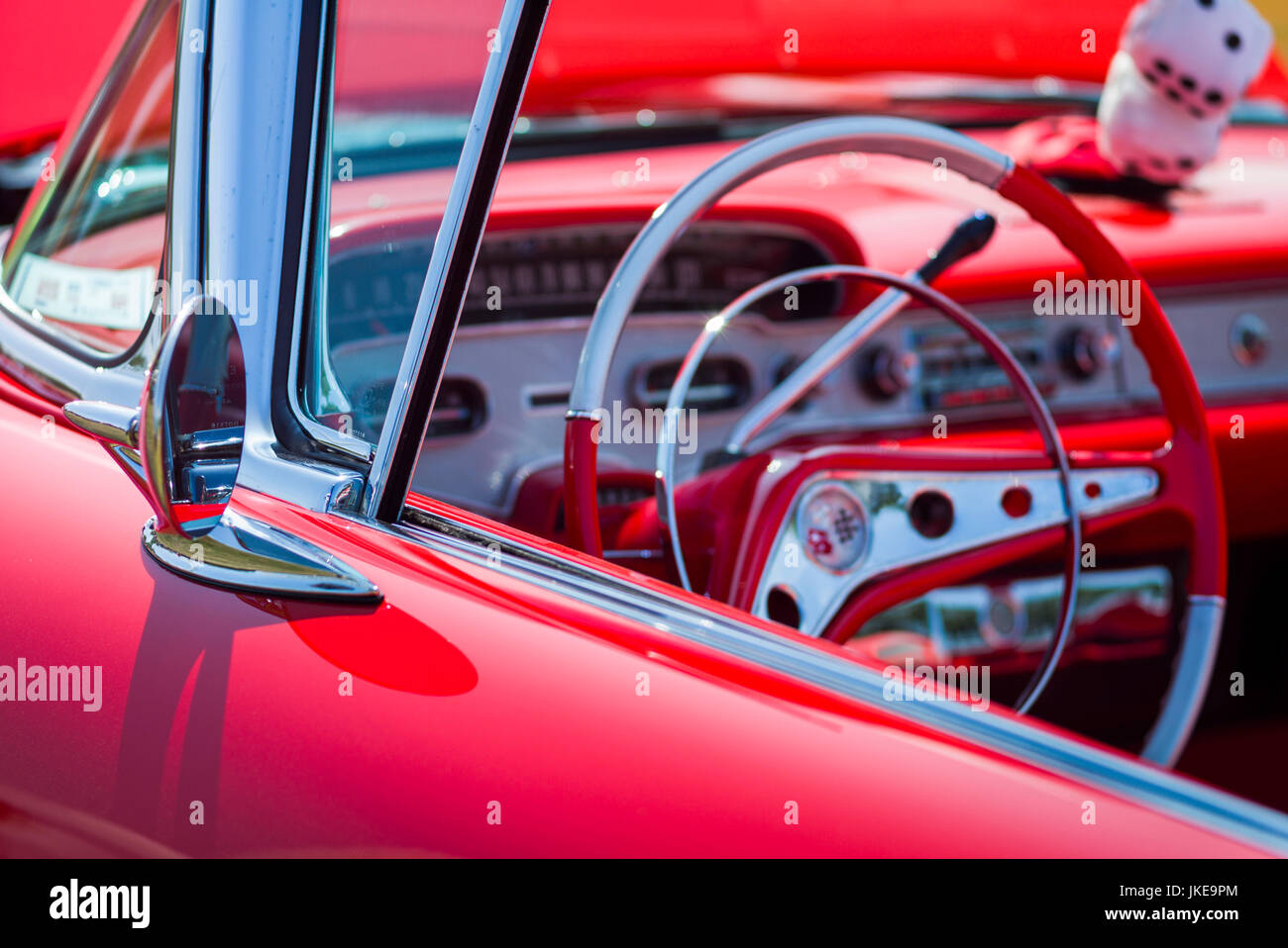 USA, Massachusetts, Cape Ann, Gloucester, Antique car show, intérieur de voitures classiques Banque D'Images
