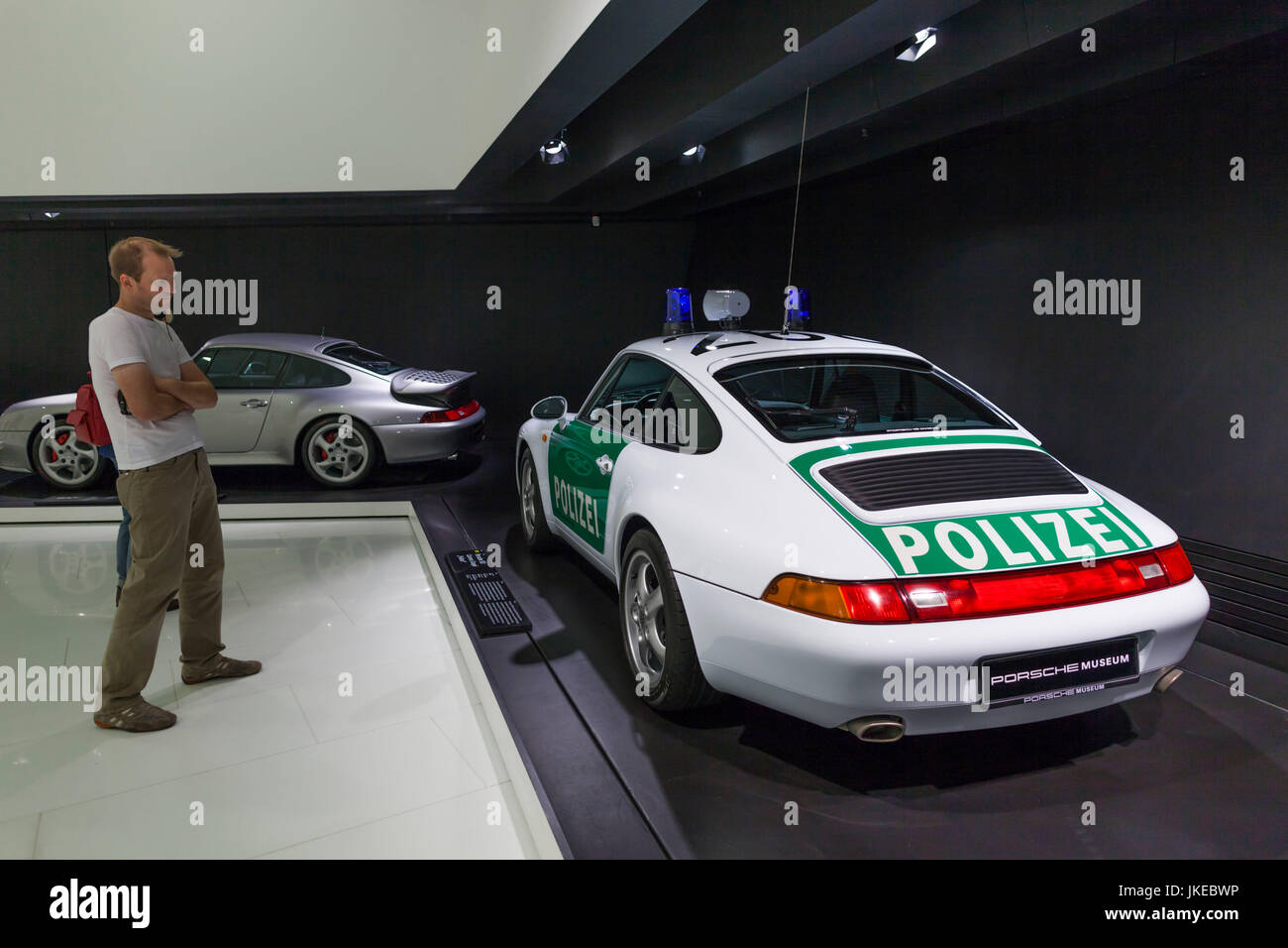 Allemagne, Bade-Wurtemberg, Stuttgart - Zuffenhausen, Musée Porsche, Porsche 911, voiture de police Banque D'Images