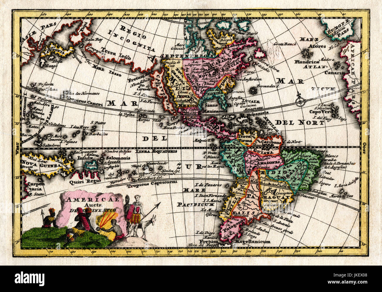1730 Wiegel Site des Amériques montrant la Californie comme une île Banque D'Images