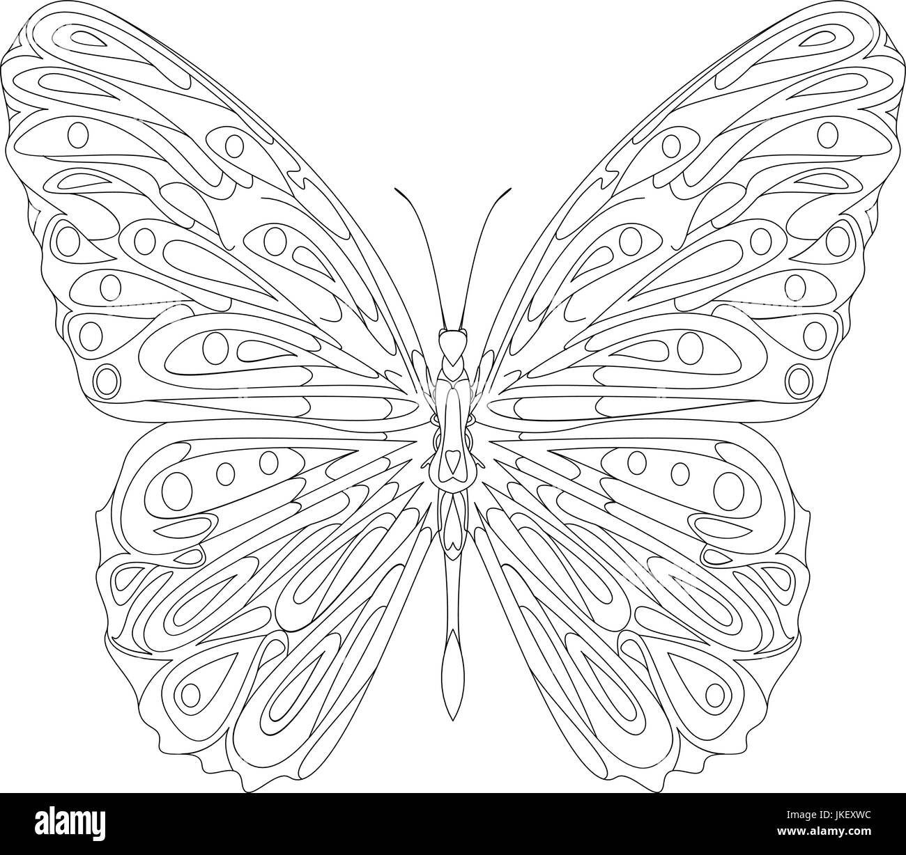 Papillon style zentangle dessiné à la main pour un livre à colorier, character design ou d'un tatouage Illustration de Vecteur