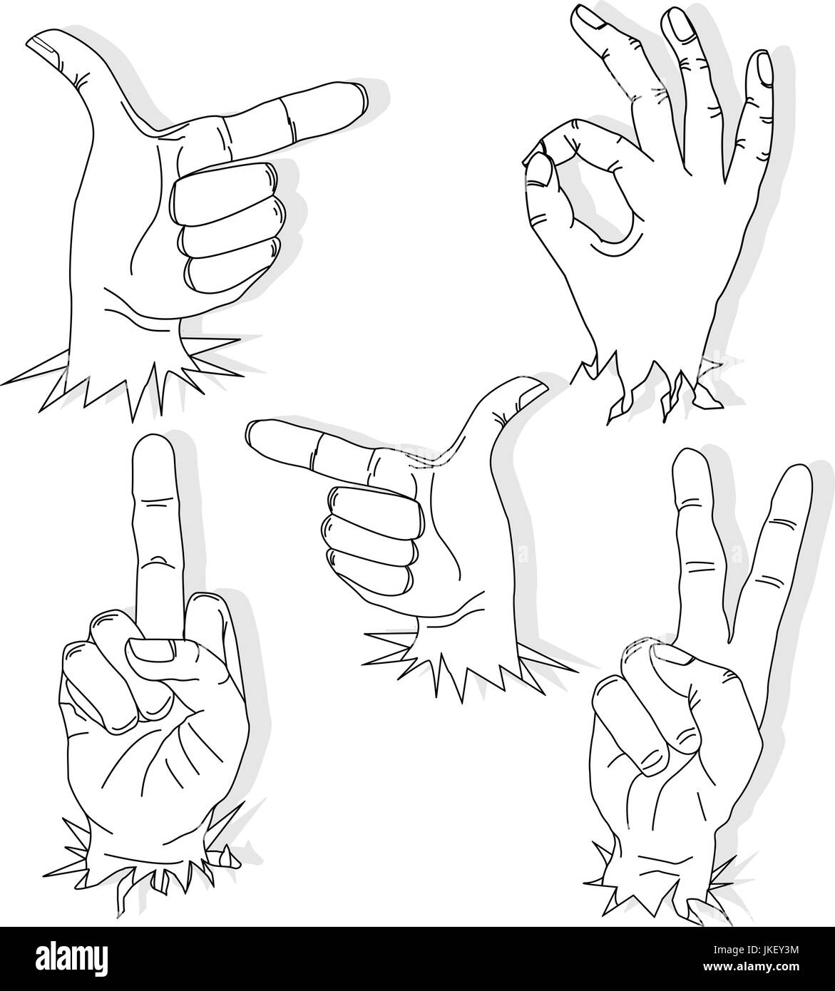 Jeu de main isolés P.C. Illustration de Vecteur