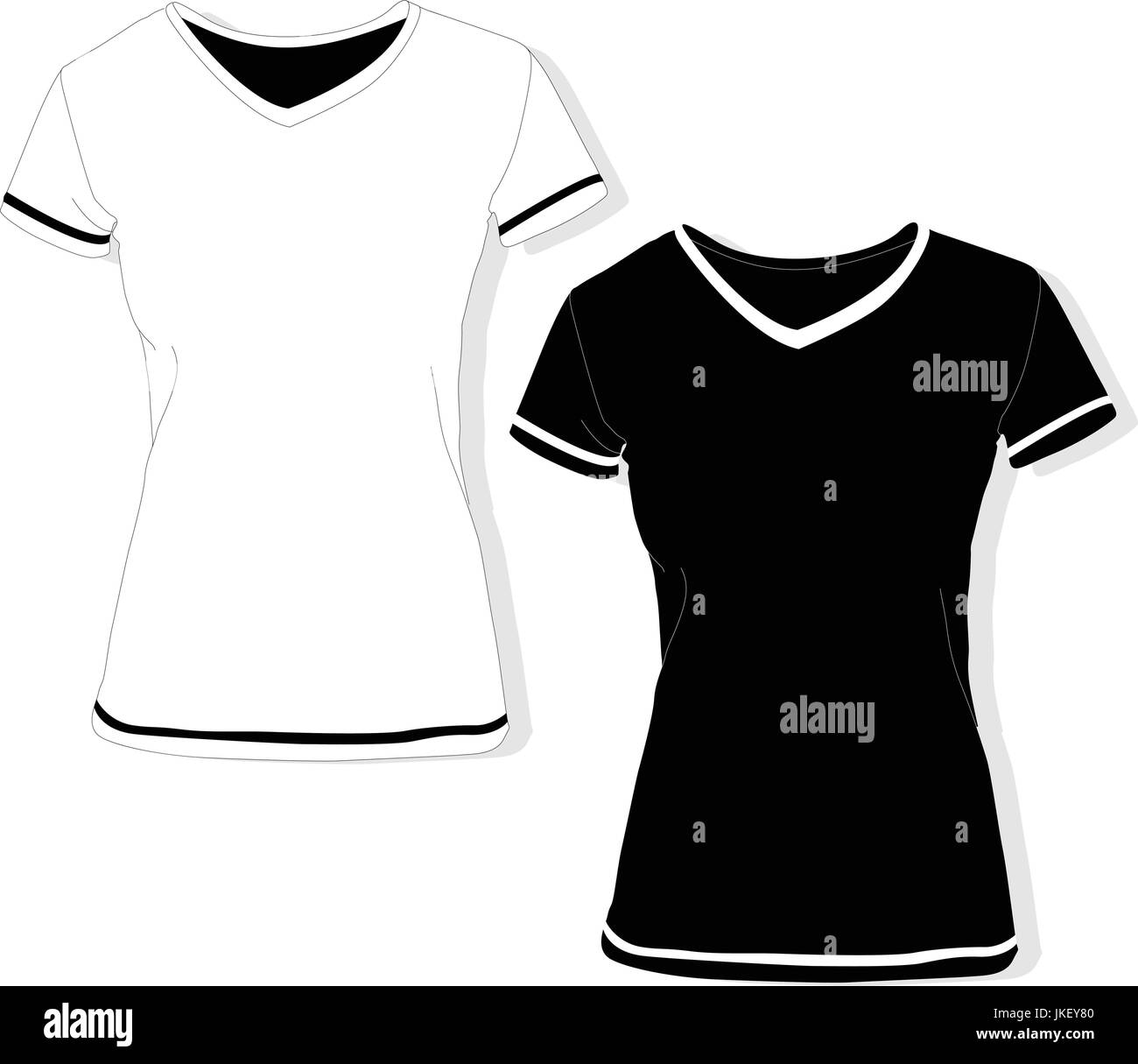 T-shirt femme isolé sur fond blanc Illustration de Vecteur