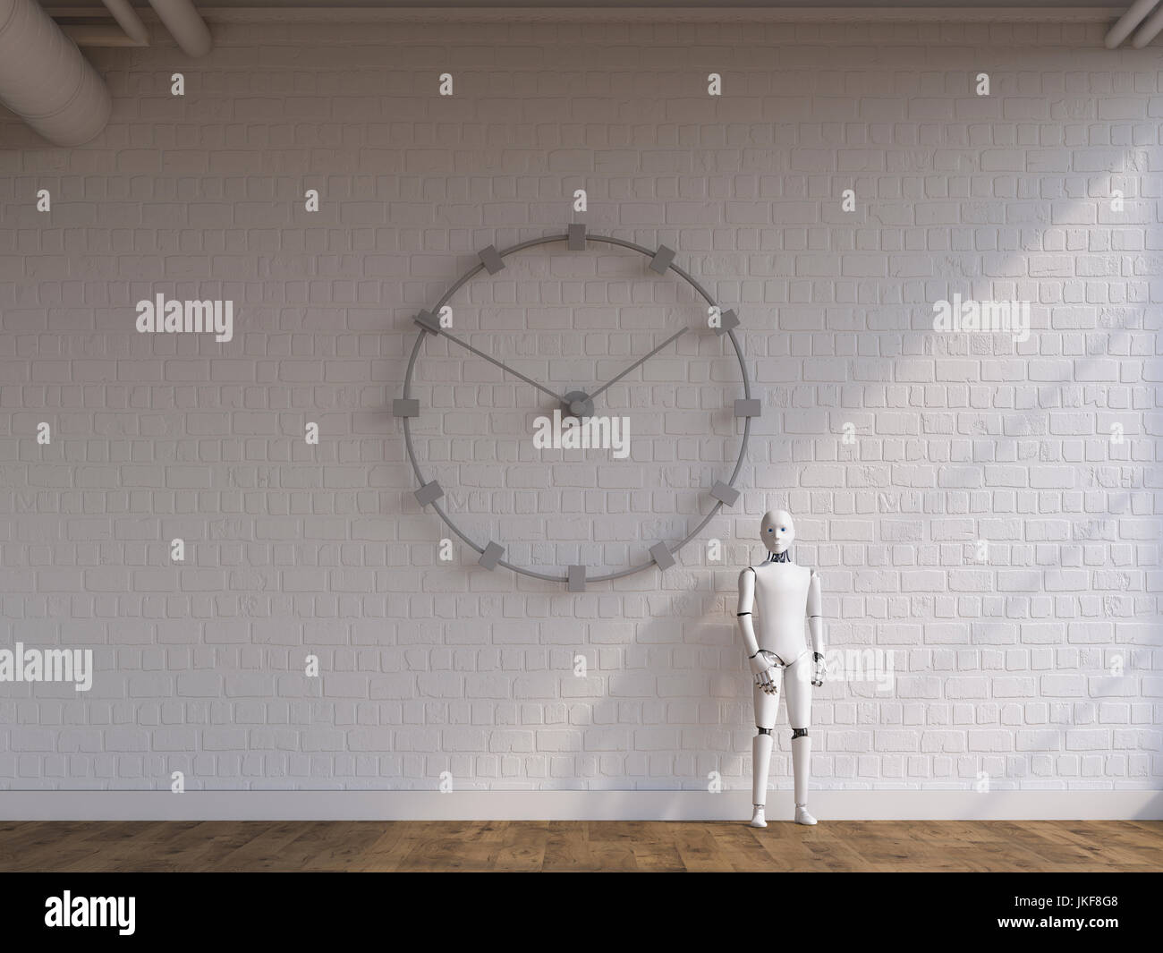 En vertu de l'article robot wall clock Banque D'Images