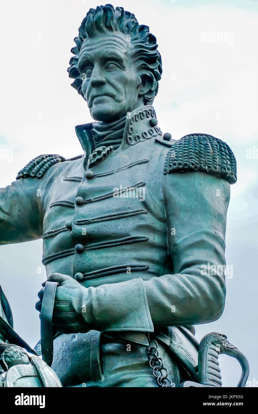 Statue du président Andrew Jackson Park Lafayette Square Washington DC Créé en 1850 Clark Mills Sculpteur Banque D'Images
