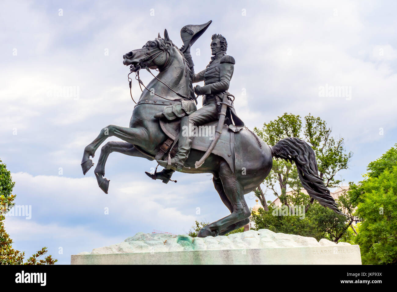 Statue du président Andrew Jackson Park Lafayette Square Washington DC Créé en 1850 Clark Mills Sculpteur Banque D'Images