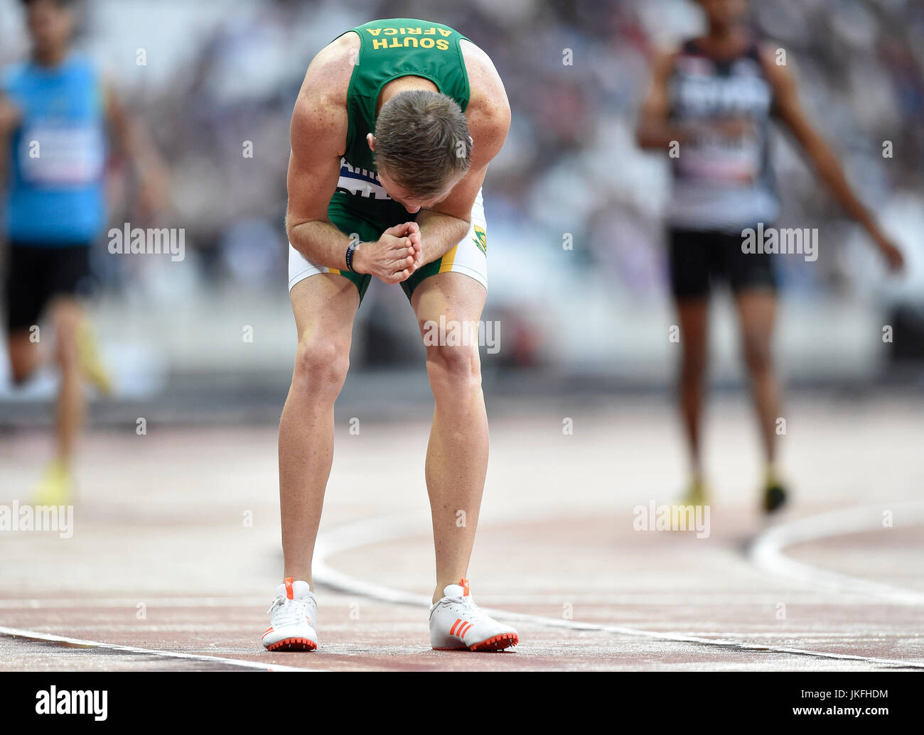 Londres, Angleterre - le 23 juillet 2017 : Le graphique du Toit louanges après avoir remporté le 400M Hommes T37 pendant la finale Para Championnats mondiaux d'athlétisme 2017 à Londres Londres Stadium le dimanche. Credit : Taka Wu/Alamy Live News Banque D'Images