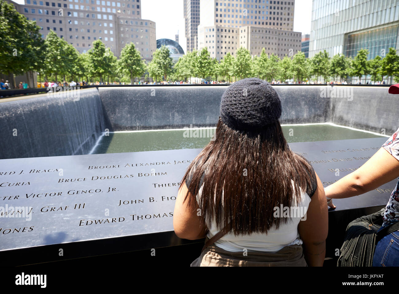 La ville de New York, Manhattan, 11 septembre National Memorial & Museum, fontaines commémoratif du 11 septembre Banque D'Images