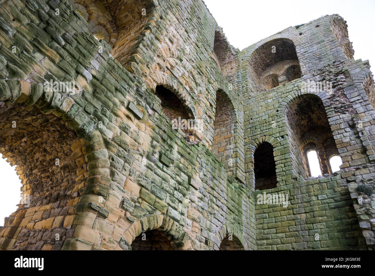 Murs de pierres dans la garder au château de Scarborough, North Yorkshire, Angleterre. Banque D'Images