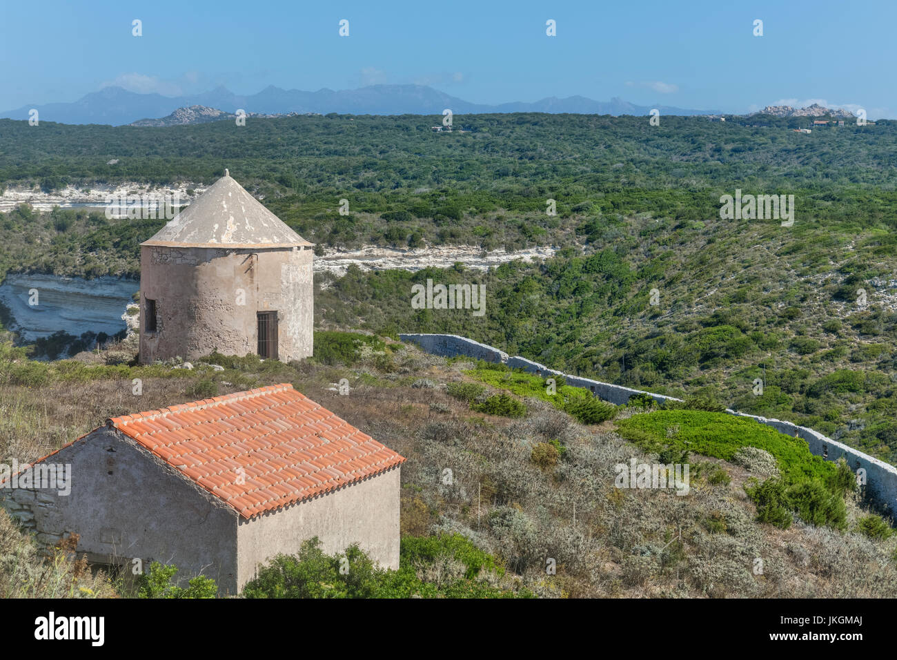 Ancien moulin, Ville Haute, Bonifacio, Corse, France Banque D'Images