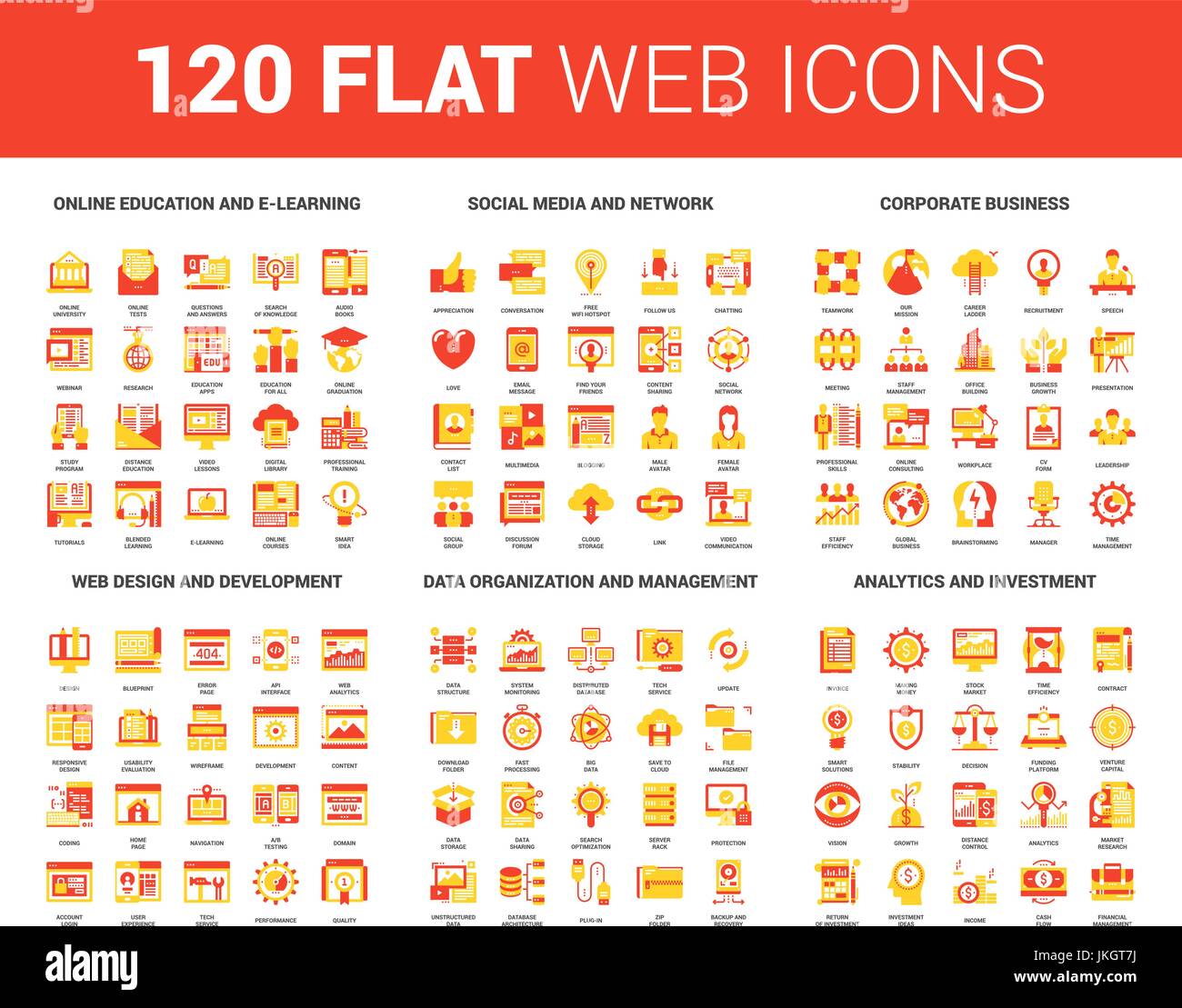 Icônes Web plat Illustration de Vecteur