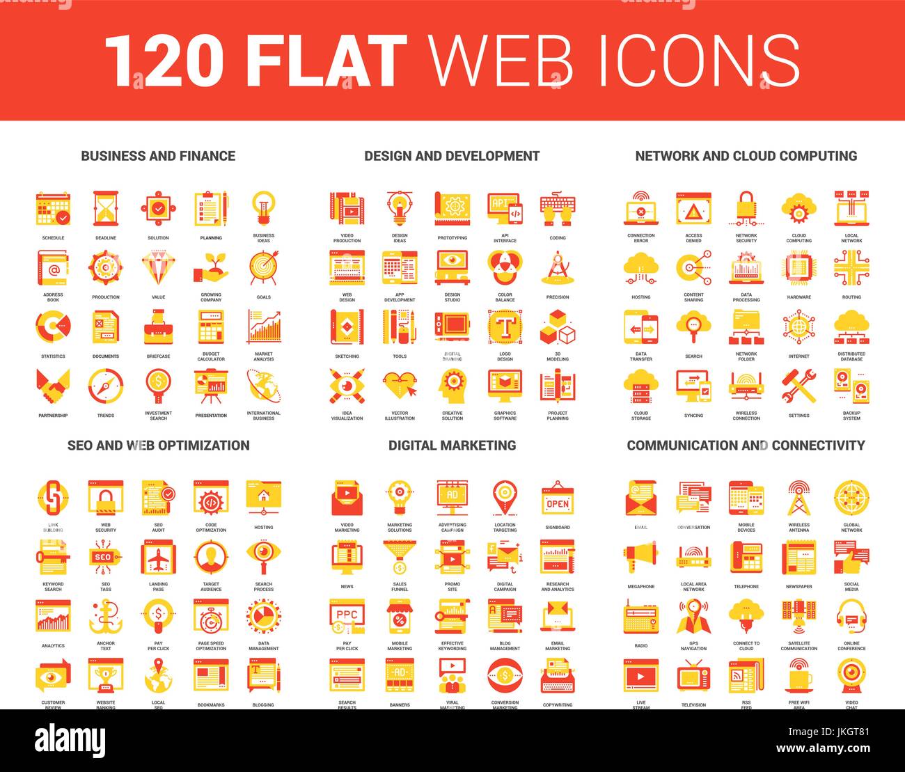 Icônes Web plat Illustration de Vecteur