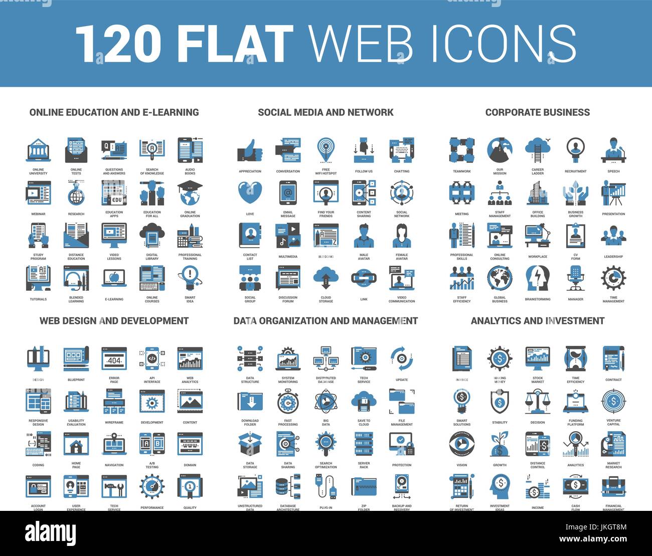 Icônes Web plat Illustration de Vecteur