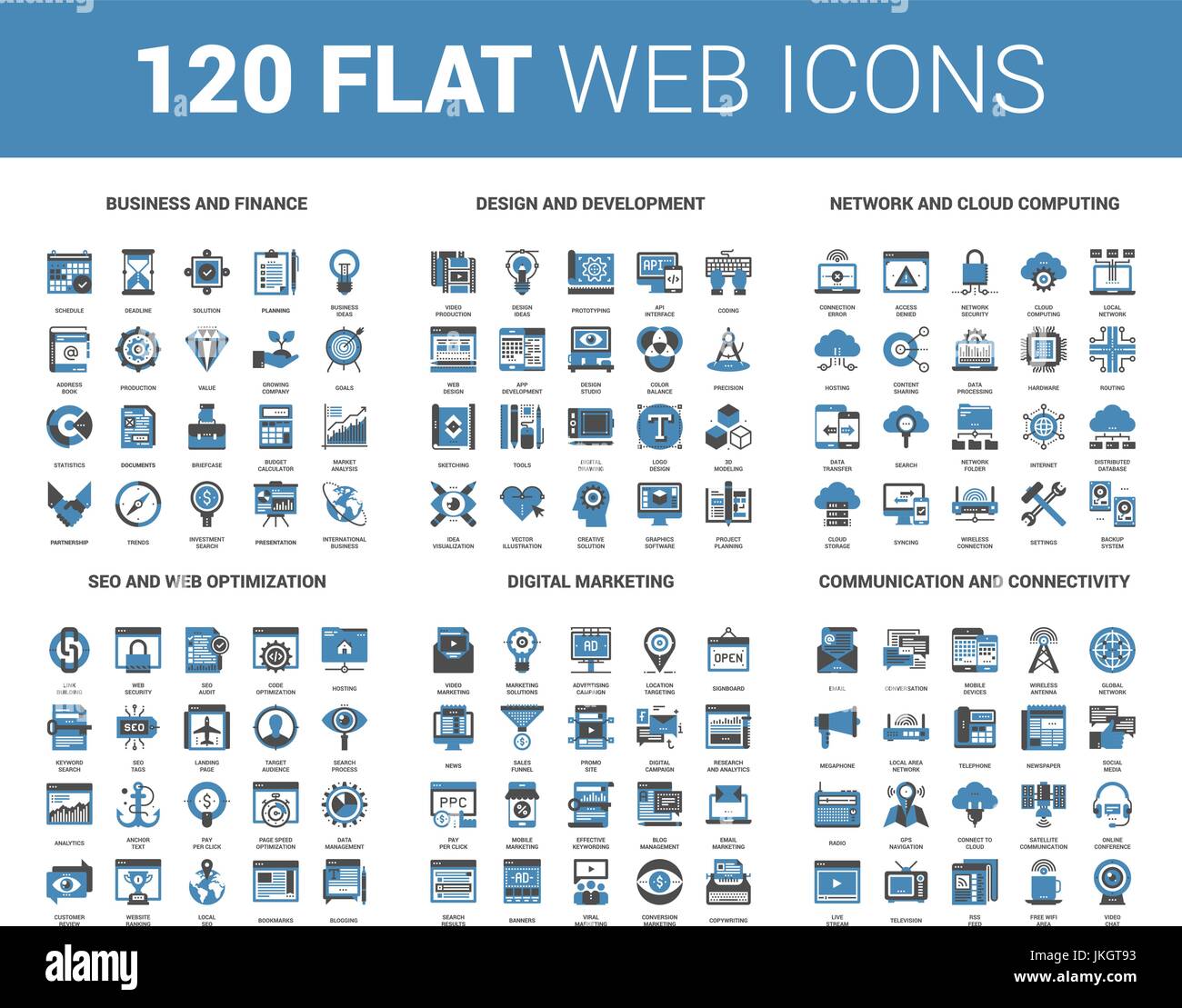 Icônes Web plat Illustration de Vecteur