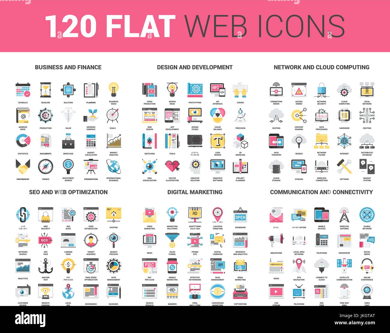 Icônes Web plat Illustration de Vecteur
