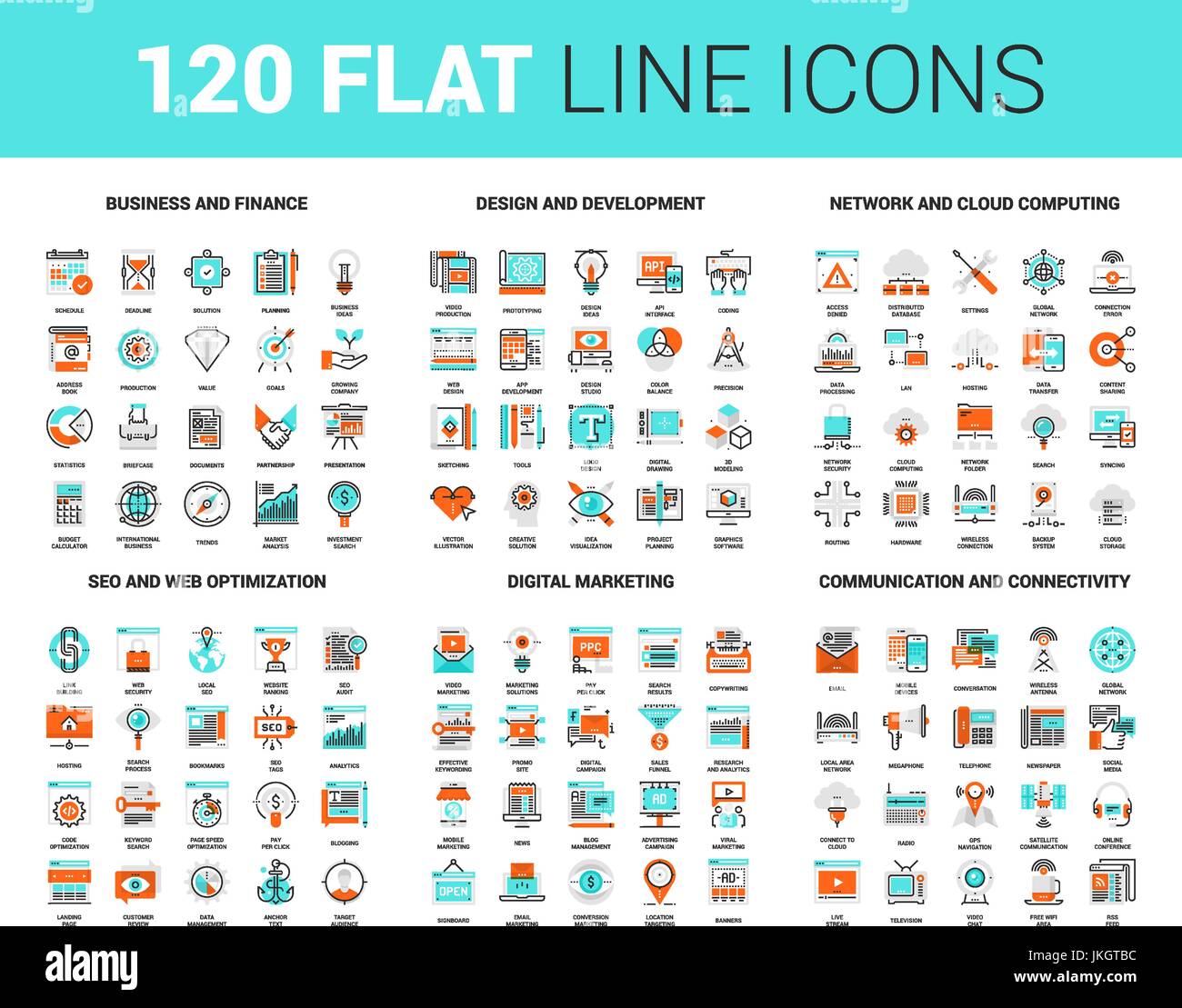 Ligne plate Web Icons Illustration de Vecteur