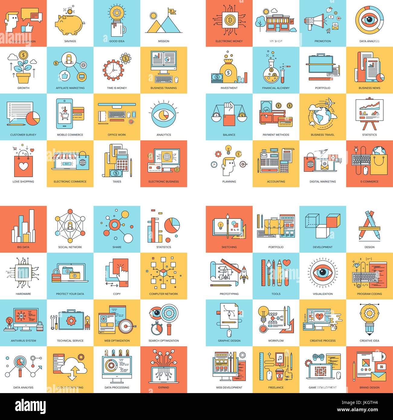 Concepts ligne plate Illustration de Vecteur