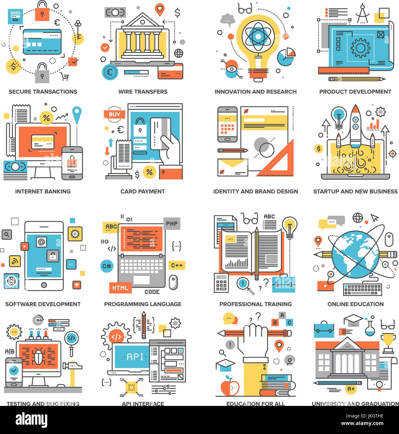 Concepts ligne plate Illustration de Vecteur