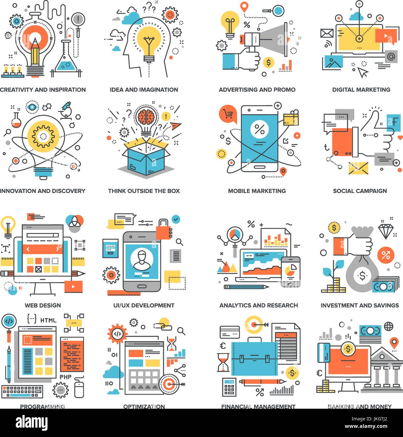 Concepts ligne plate Illustration de Vecteur