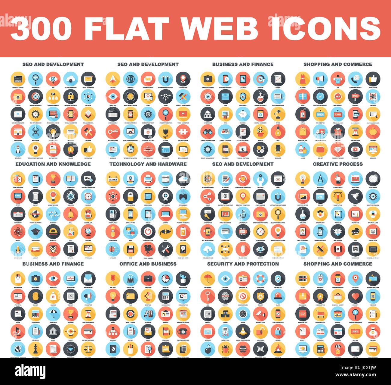 Icônes Web plat Illustration de Vecteur