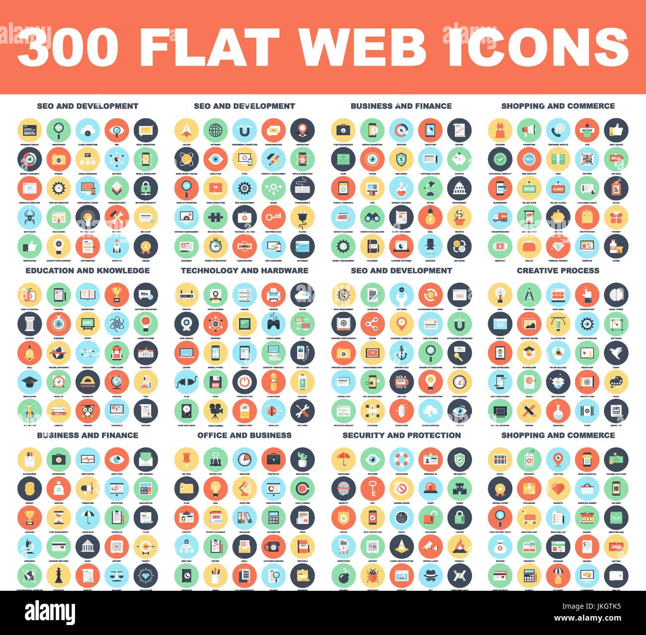 Icônes Web plat Illustration de Vecteur