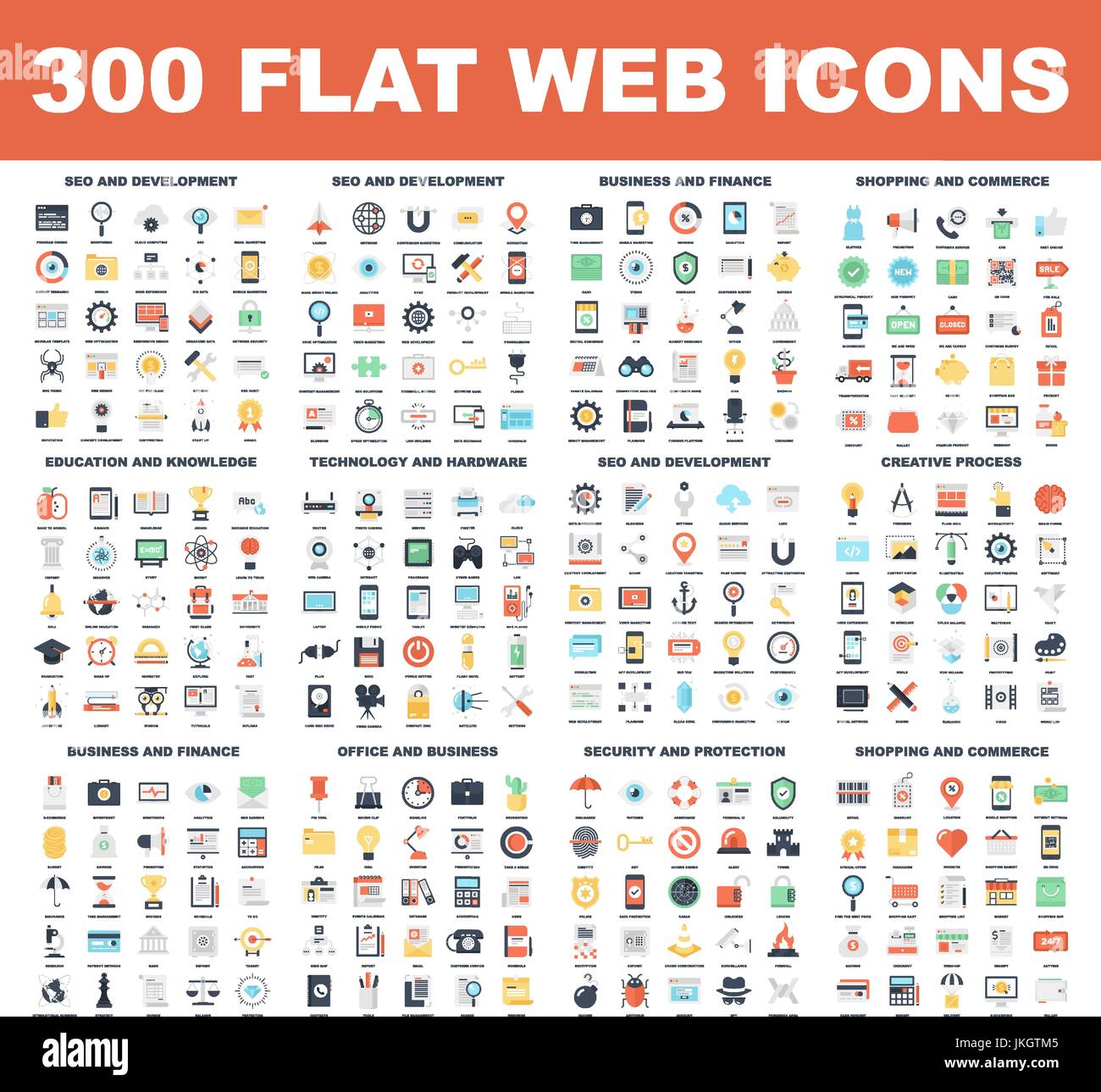Icônes Web plat Illustration de Vecteur