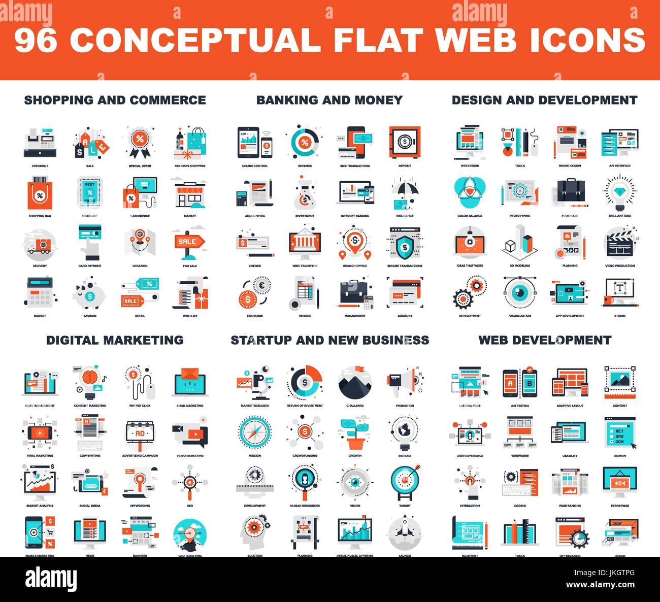 Télévision conceptuel Web Icons Illustration de Vecteur