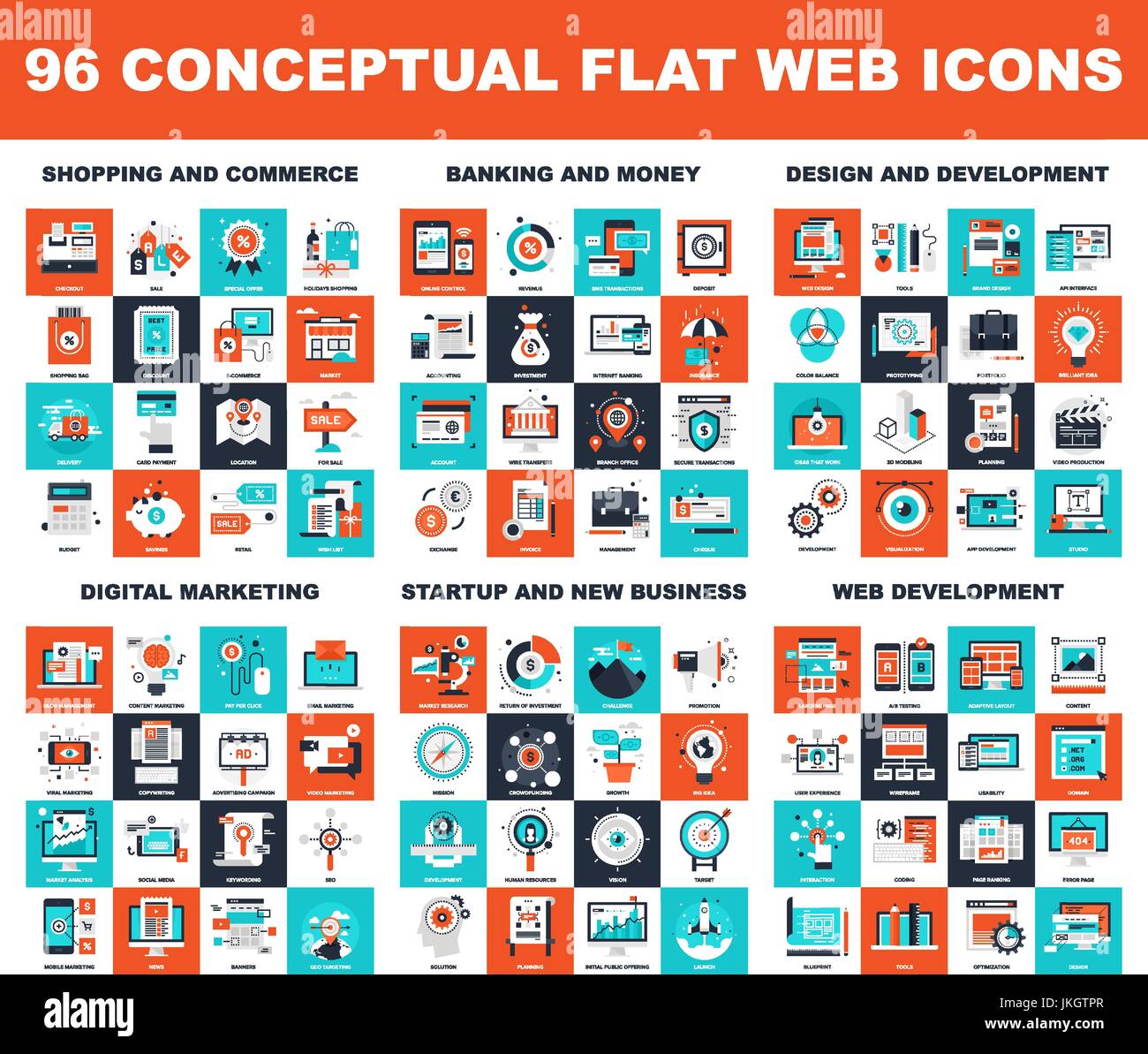 Télévision conceptuel Web Icons Illustration de Vecteur