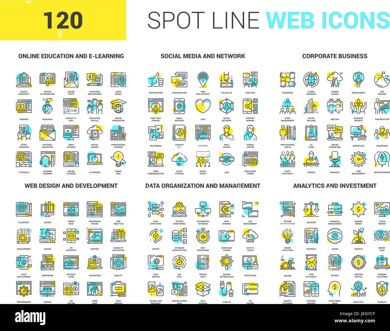 Ligne Spot Web Icons Illustration de Vecteur