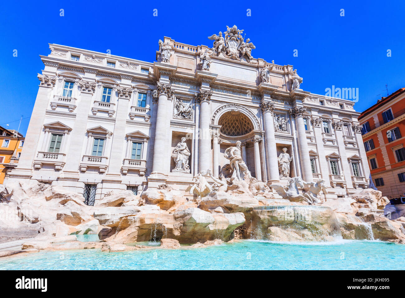 Rome, Italie. Fontaine de Trevi (Fontana di Trevi) plus célèbre fontaine de Rome. Banque D'Images
