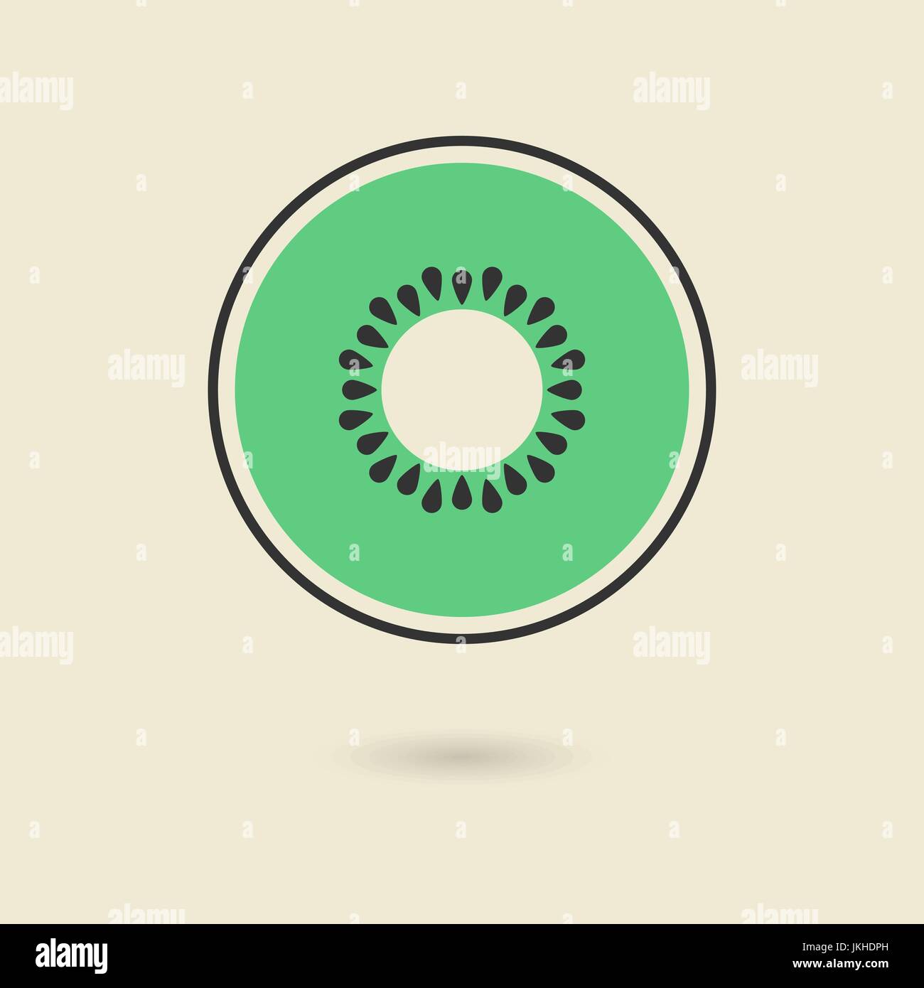 L'icône de kiwi avec ombre Illustration de Vecteur