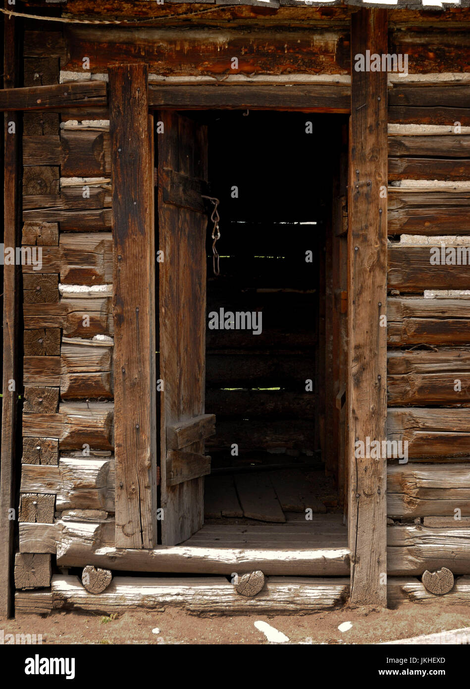 Cabane en détail sur Mormon Row, Jackson Hole, Wyoming, USA Banque D'Images