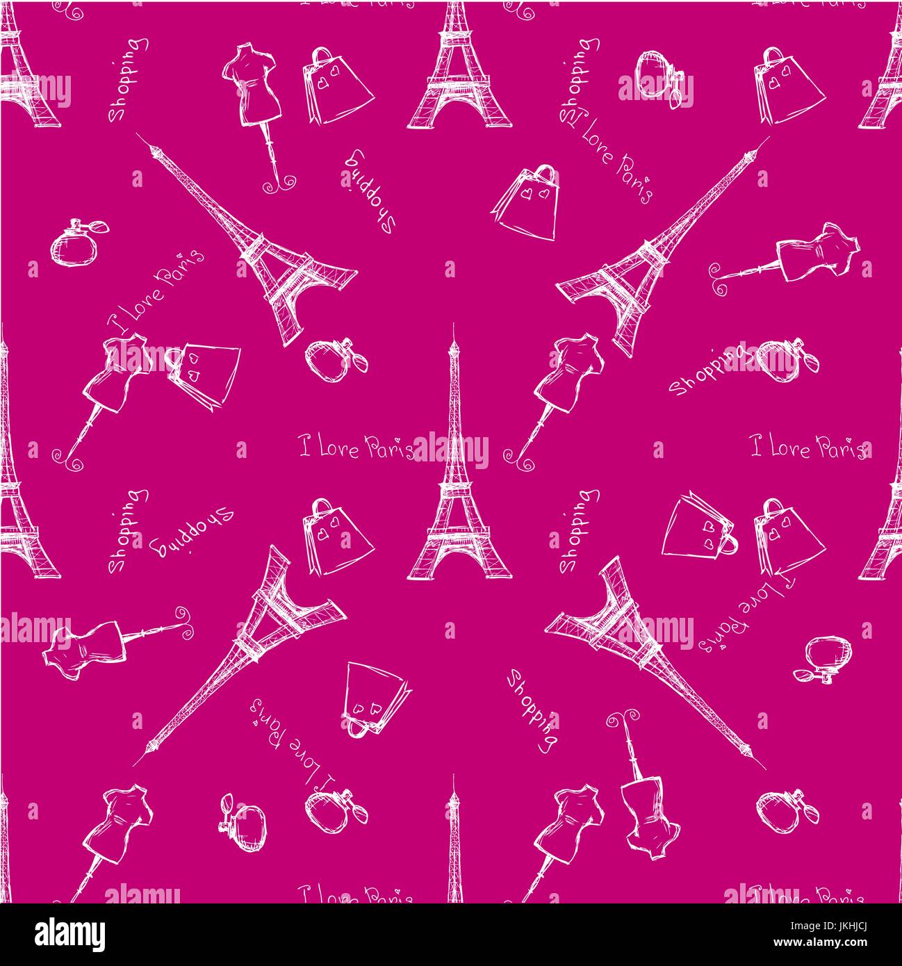 Motif transparente Tour Eiffel avec des coeurs sur noir.dessin à la main . Motif transparent peut être utilisé pour le papier peint, trames, origines, sur la page web Illustration de Vecteur