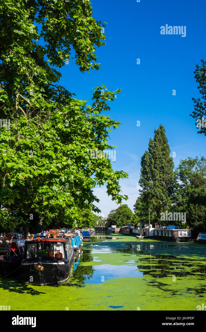 Grand Union canal vers l'ouest, loin de la Petite Venise, Londres, Angleterre, Royaume-Uni Banque D'Images