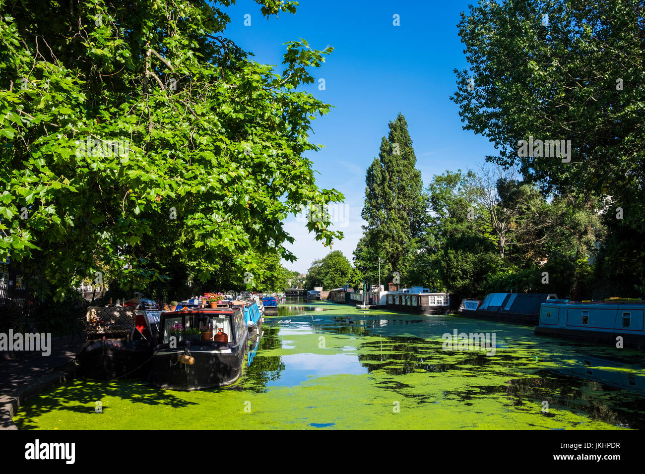 Grand Union canal vers l'ouest, loin de la Petite Venise, Londres, Angleterre, Royaume-Uni Banque D'Images
