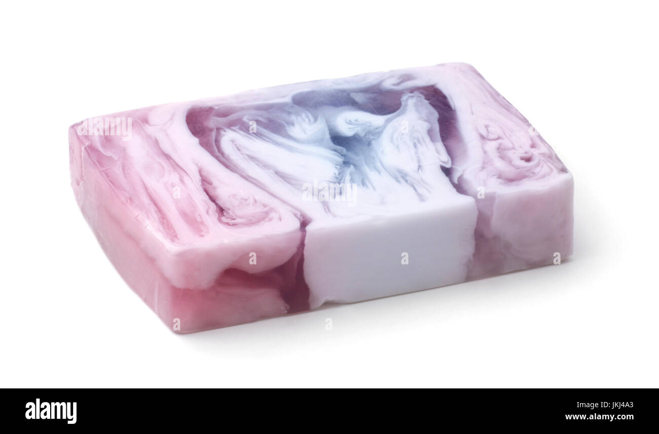 Morceau de savon isolé sur fond blanc Banque D'Images