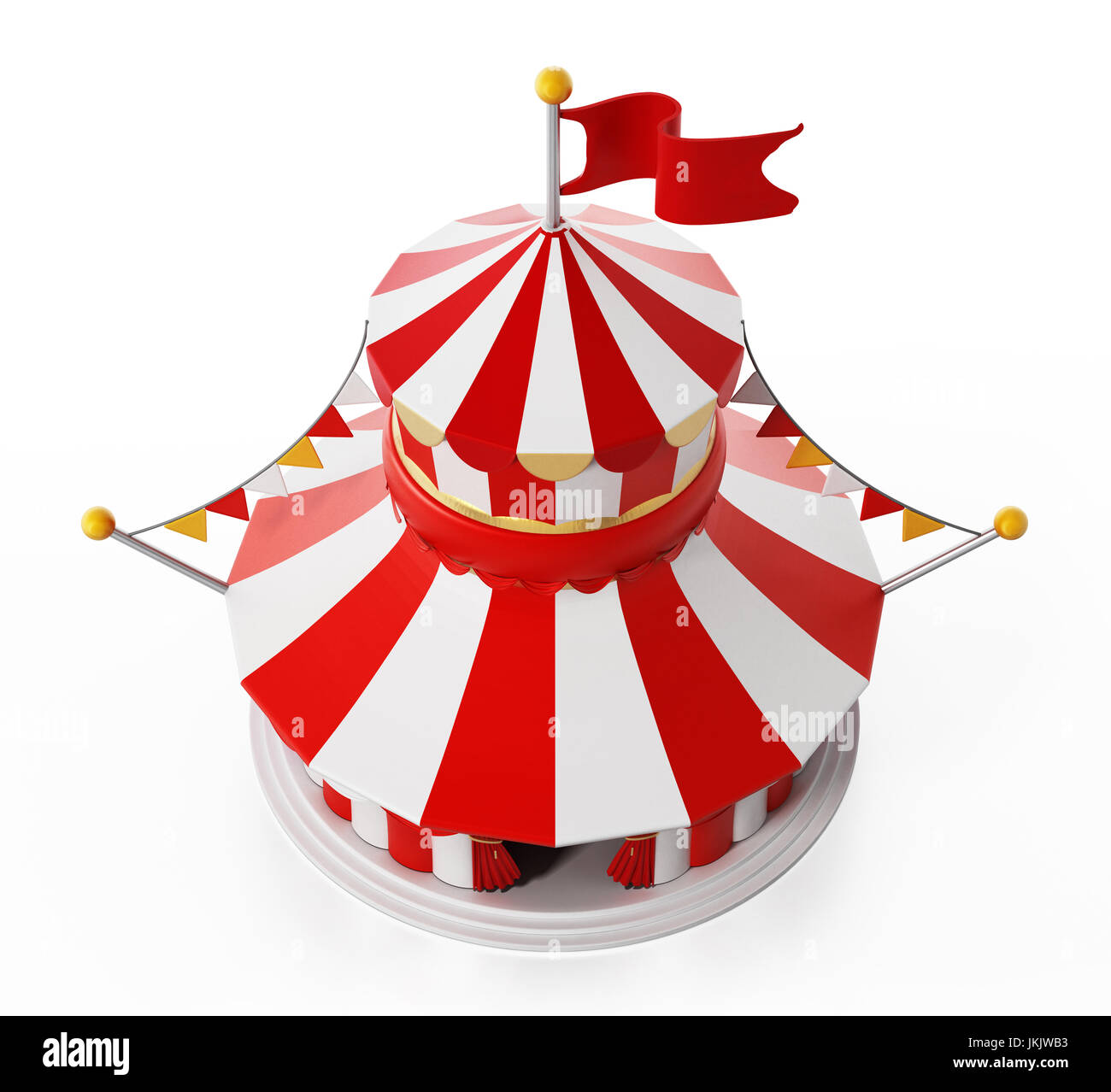 Tente de cirque isolé sur fond blanc. 3D illustration. Banque D'Images
