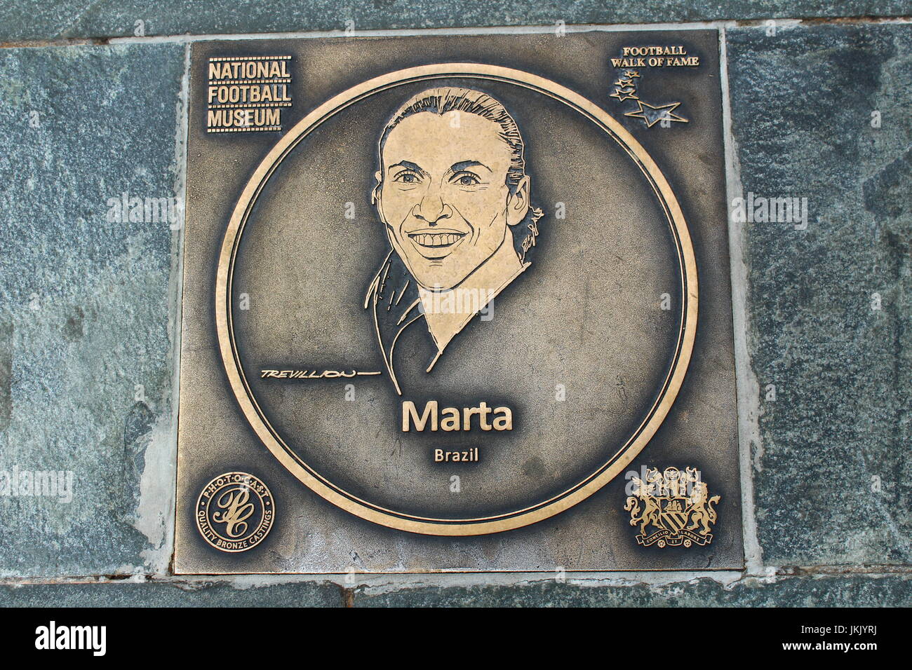 Marta Vieira da Silva femmes football football star plaque sur Walk of Fame au Musée National du Football, Manchester, Angleterre Banque D'Images