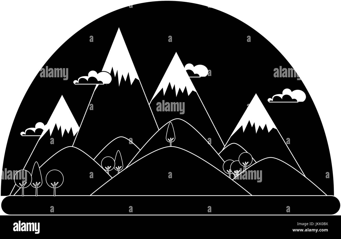Paysage des montagnes de l'image sur fond blanc graphic Illustration de Vecteur