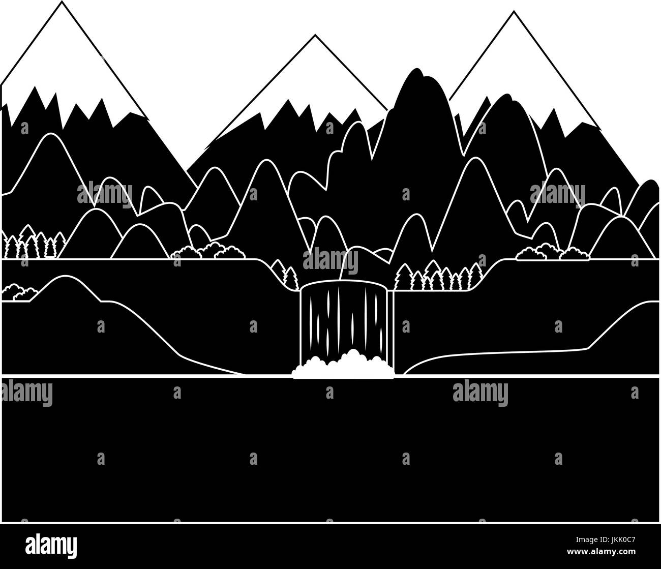 Paysage des montagnes de l'image sur fond blanc graphic Illustration de Vecteur