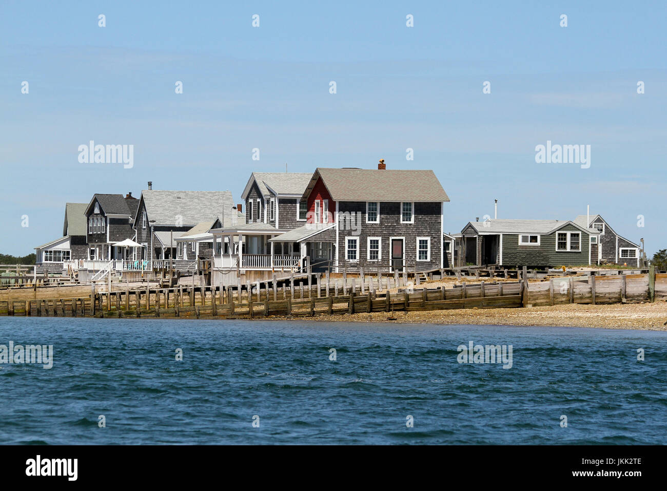 Sandy Neck Colony cottages, Cape Cod, Massachusetts, United States, Amérique du Nord. Banque D'Images