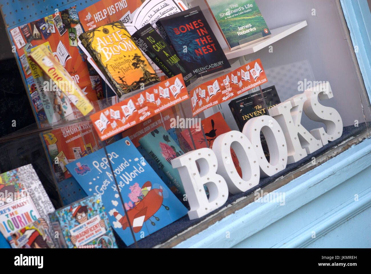 Book Shop window, Sawai madhopur, Yorkshire du Nord Banque D'Images