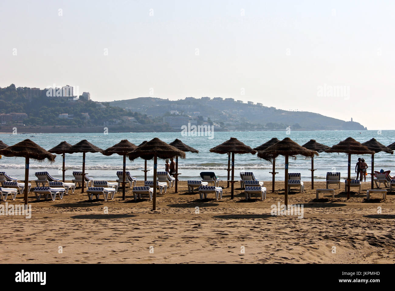 La plage de Torreon à Benicassim, une station balnéaire de la Costa del Azahar coast, province de Castello, Espagne Banque D'Images