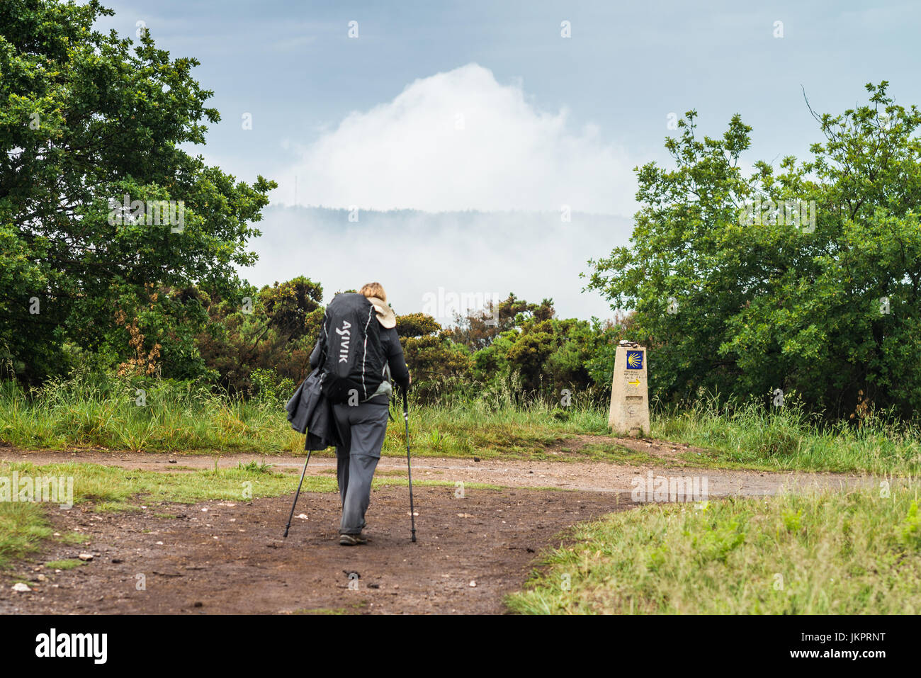 La Marche des pèlerins de Compostelle, Galice, Espagne, Europe. Banque D'Images